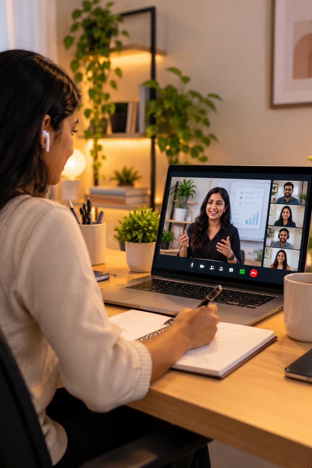 Woman attending an online depression counselling session on a video call
